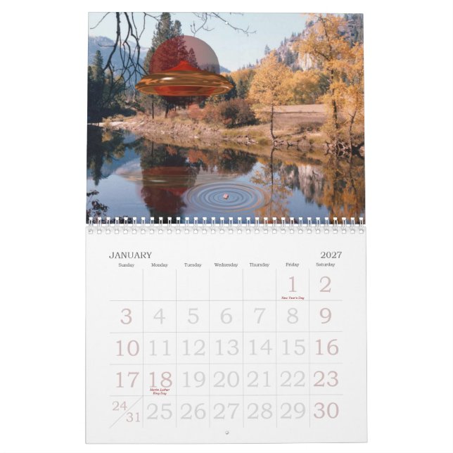 Mural UFO - calendrier étranger de Valxart des mondes (Jan 2027)
