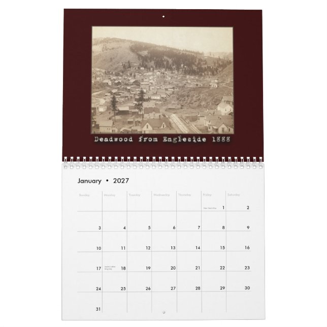 Mural Vieux Deadwood Calendrier de 12 mois (Jan 2027)