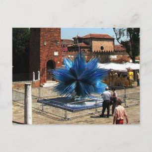 Murano, Italy Clock tower and Glass sculpture Postcard