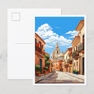 Murcia Spain Art Vintage Travel Illustration Postcard