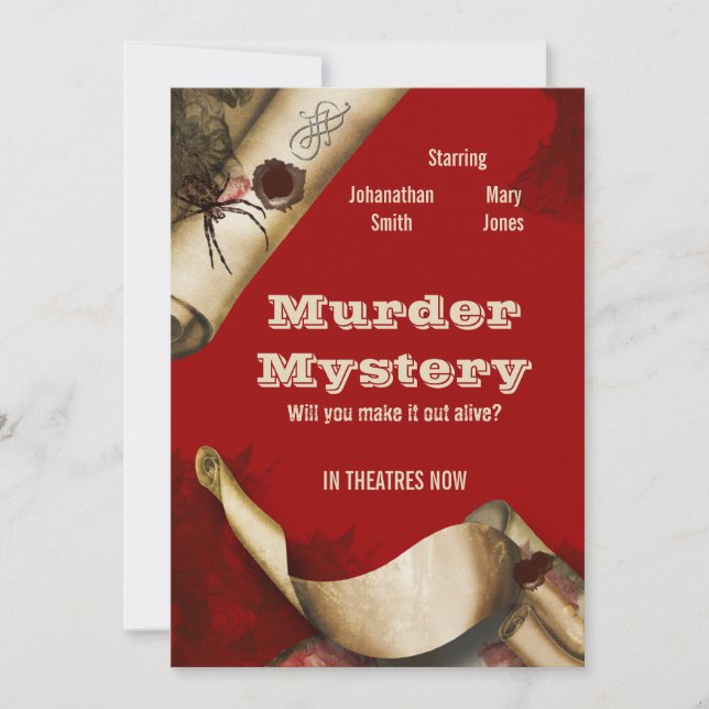 Murder investigation movie poster birthday invitation (Front)