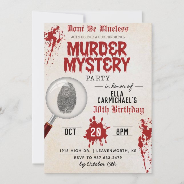 Murder Mystery Birthday Invitation (Front)