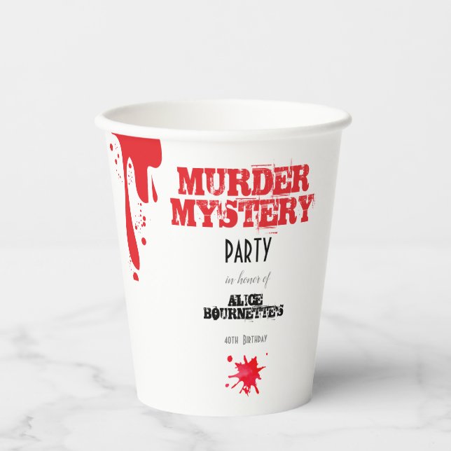 Murder Mystery Birthday Party  Blood Stain Elegant Paper Cups (Front)