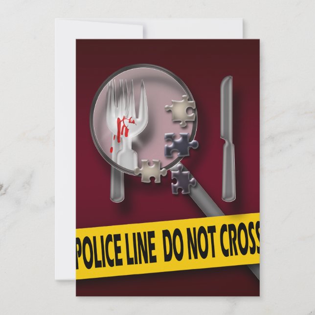 Murder mystery burgundy crime birthday invitation (Front)