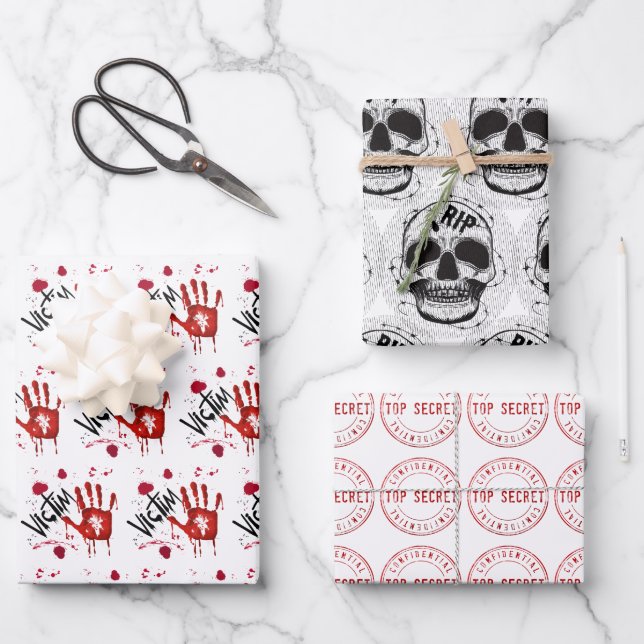 Murder mystery crime fan cold case blood wrapping  paper sheet (Front)