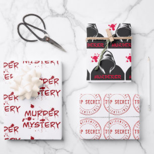 Murder mystery crime fan cold case blood wrapping  paper sheet