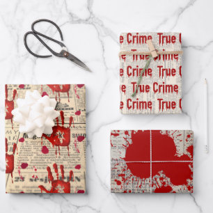 Murder mystery crime fan cold case bloody  wrapping paper sheet