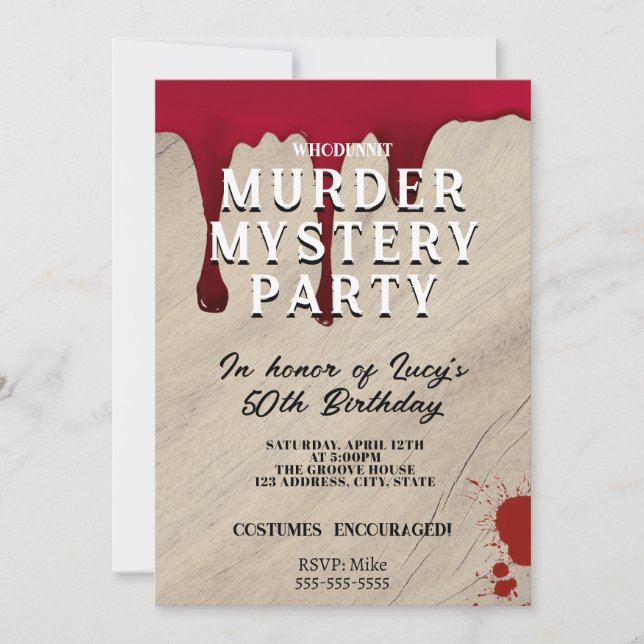 Murder Mystery Dinner Invitation – Bloody Whodunit (Devant)