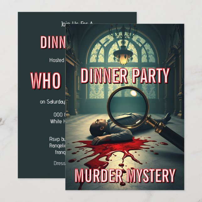 Murder mystery dinner party theme DIY Invitation (Front/Back)
