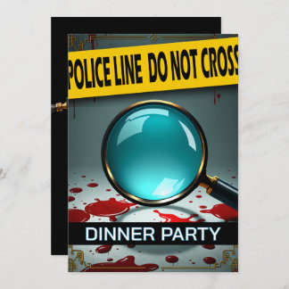 Murder mystery magnifying glass DIY dinner Invitation