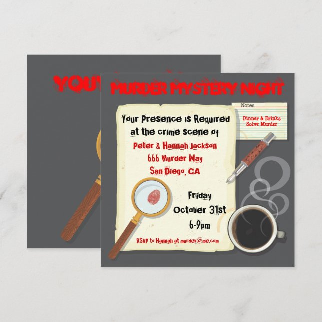 Murder Mystery Night Party Invitation (Front/Back)