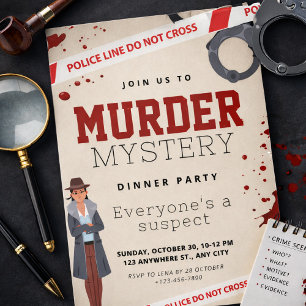 Murder Mystery Party, Detective Theme, Crime Scene Invitation