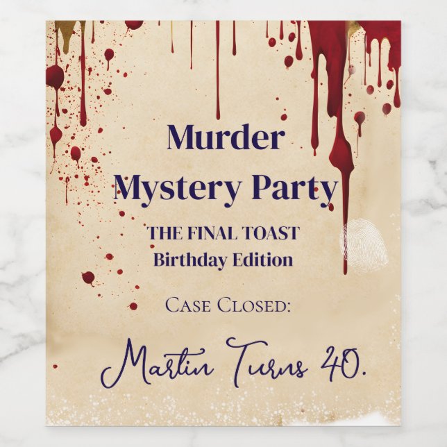 Murder Mystery Party Wine Label | “Whodunit: Anoth (Single Label)
