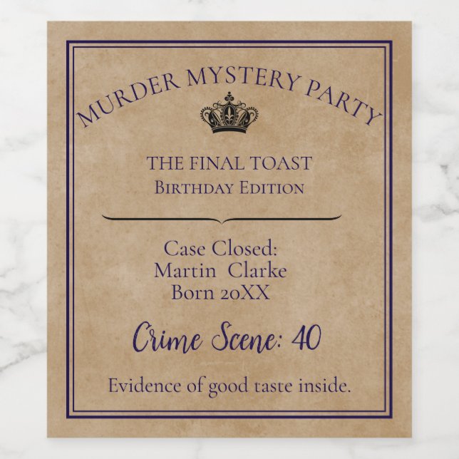 Murder Mystery Party Wine Label | “Whodunit: Anoth (Single Label)