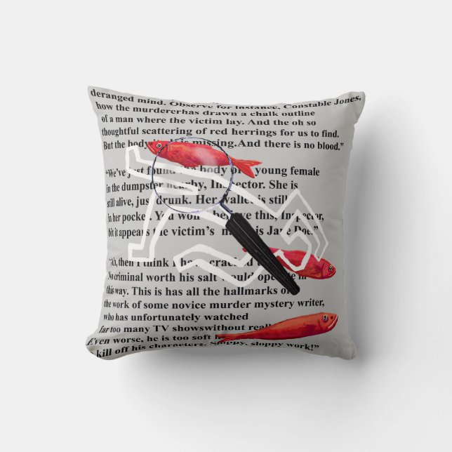 Murder mystery writer throw pillow (Front)