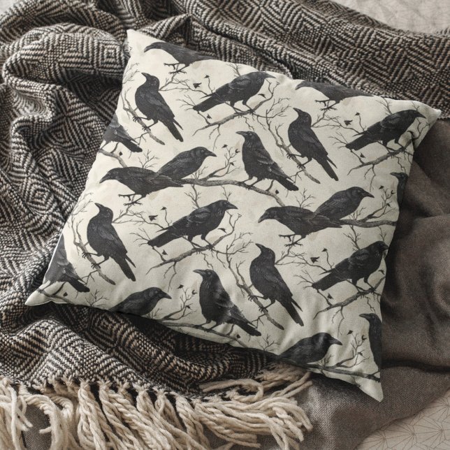 Murder of Crows Throw Pillow (Creator Uploaded)