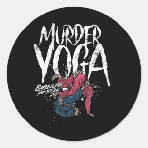 Murder Yoga Funny Brazilian Jiu Jitsu Wrestling Classic Round Sticker