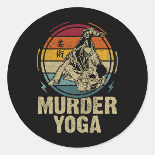 Murder Yoga Funny Jiu Jitsu Bjj Brazilian Jujitsu  Classic Round Sticker
