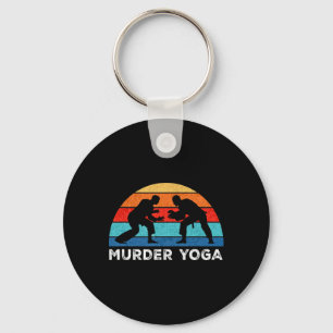 Murder Yoga Funny Jiu-jitsu Retro Sunset Bjj Humou Keychain