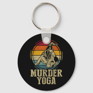 Murder Yoga Funny Vintage Brazilian Jujitsu Jiu Keychain