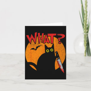 Murderous Black Cat With Knife Funny Halloween Card