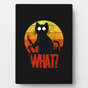 Murderous Black Psycho Cute Cat What Knife Christm Plaque