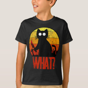 Murderous Black Psycho Cute Cat What Knife Christm T-Shirt