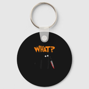 Murderous Cat With Bloody Knife Murderous Black Ca Keychain
