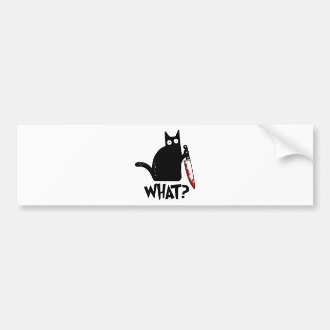 Murderous Cat With Knife Bumper Sticker (Front)