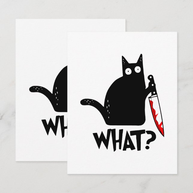 Murderous Cat With Knife Card (Front/Back)