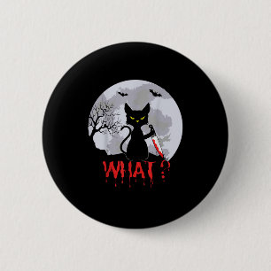 Murderous Cat With Knife, Cat What Halloween Tee,  2 Inch Round Button