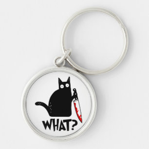 Murderous Cat With Knife Keychain
