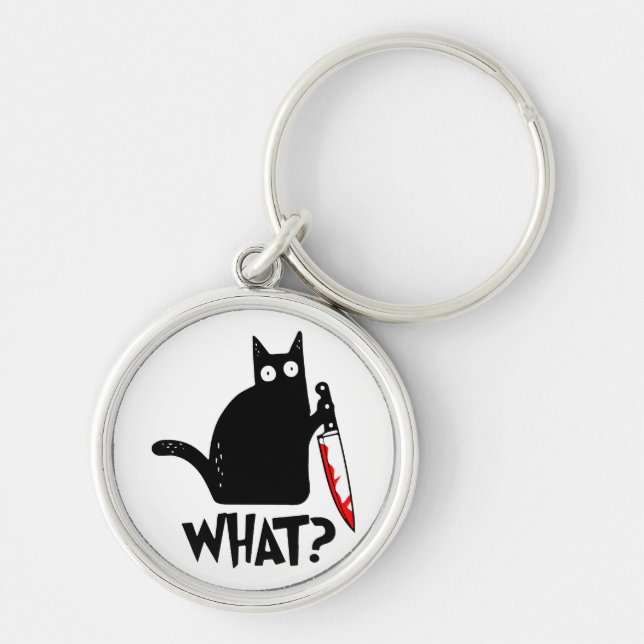 Murderous Cat With Knife Keychain (Front)