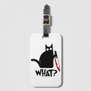 Murderous Cat With Knife Luggage Tag