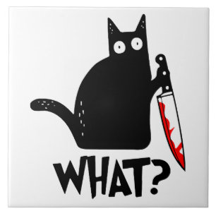 Murderous Cat With Knife Tile