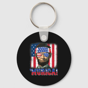 Murica Abe Lincoln 4th Of July Murica Patriotic Me Keychain