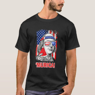 Murica Ben Drankin Watermelon American Flag 4th Of T-Shirt