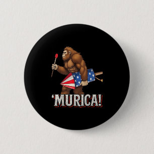 Murica Bigfoot 4th Of July American Flag Sasquatch 2 Inch Round Button