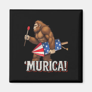 Murica Bigfoot 4th Of July American Flag Sasquatch Magnet