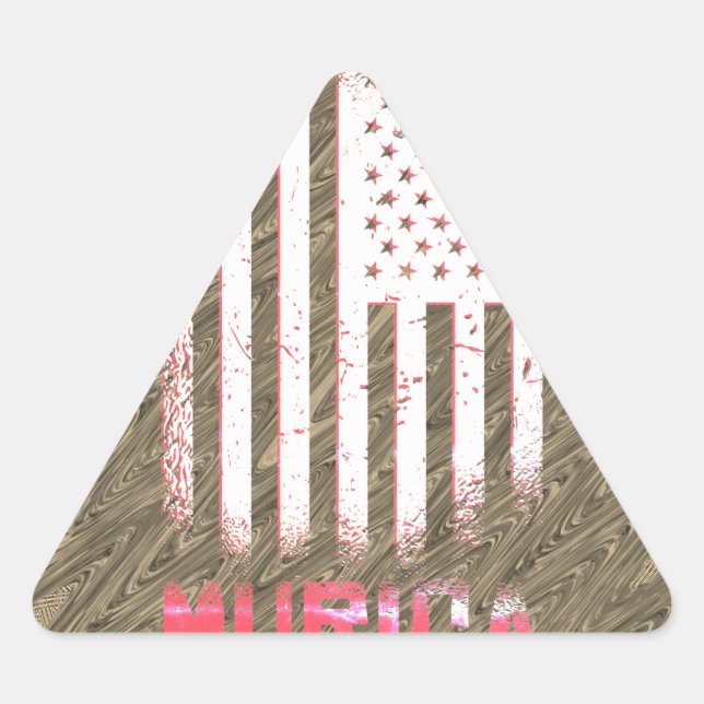 Murica National American Flag Design Triangle Sticker (Front)