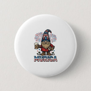 Murica Patriotic Gnome Beer Vintage Shirt Design_1 2 Inch Round Button