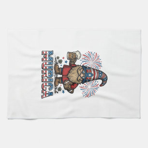 Murica Patriotic Gnome Beer Vintage Shirt Design_1 Kitchen Towel