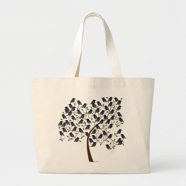 Murmuration of Starlings Large Tote Bag (Front)