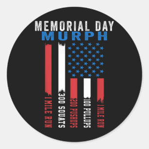 Murph Challenge American Memorial Day Workout Gym Classic Round Sticker