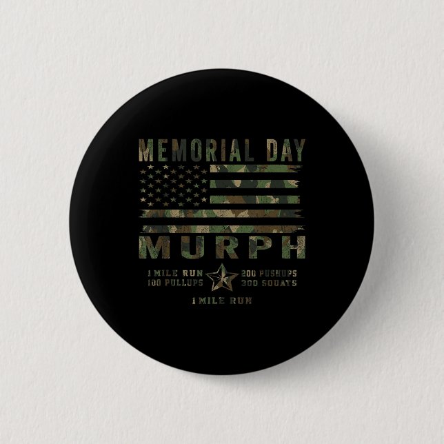 Murph Challenge Memorial Day Workout Gym Us 2 Inch Round Button (Front)