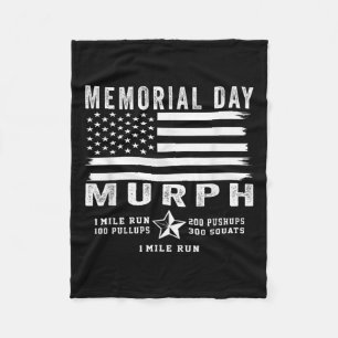 Murph Challenge Memorial Day Workout Gym Us Flag Fleece Blanket