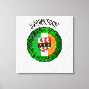 Murphy Crest & Celtic Knot on Shamrock Canvas Prin Print