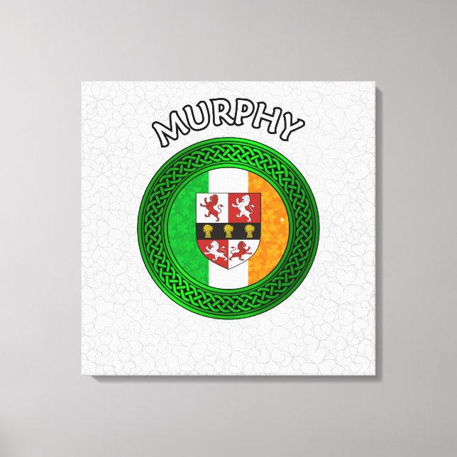 Murphy Crest & Celtic Knot on Shamrock Canvas Prin Print (Front)