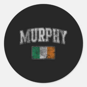 Murphy Irish Flag Ireland St Patricks Day Distress Classic Round Sticker