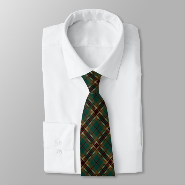 Murphy Tartan Brown and Green Plaid Tie (Tied)
